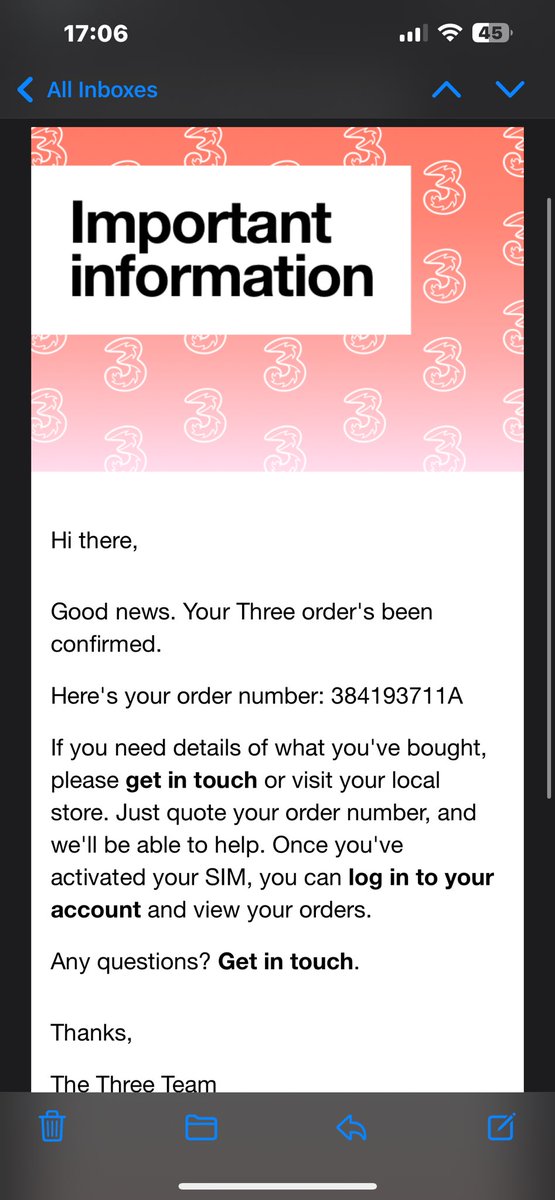 MrTwiggzz's tweet photo. @ThreeUKSupport Had these emails come through yesterday and today. I’ve not ordered anything. I keep getting them. Can you tell me if these are legit emails? https://t.co/lWFKw0xSw8
