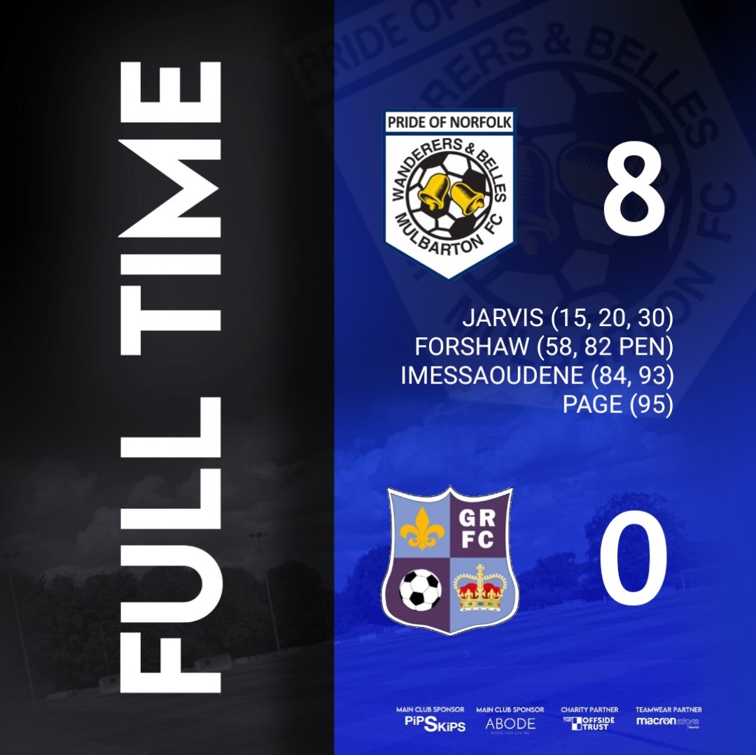 MulbartonFC's tweet photo. Full-Time at The Abode Arena at Mulberry Park. Wanderers 8-0 @GoddyRoversFc. We go marching on to the next round of the @IsuzuFAVase with a prolific performance to mark the renaming of the ground. Thanks to all those who braved the rain. https://t.co/A31ILgv2zf