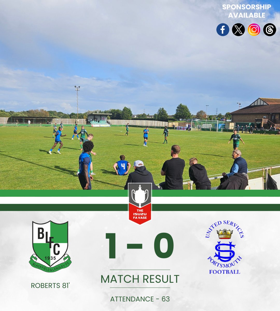 bandlfc's tweet photo. 📰 | 𝐌𝐚𝐭𝐜𝐡 𝐑𝐞𝐬𝐮𝐥𝐭

Today's Isuzu FA Vase match result from Gang Warily. We host @ecvafc in the next round.

🟩🟦 https://t.co/DHdCiwaHCG
