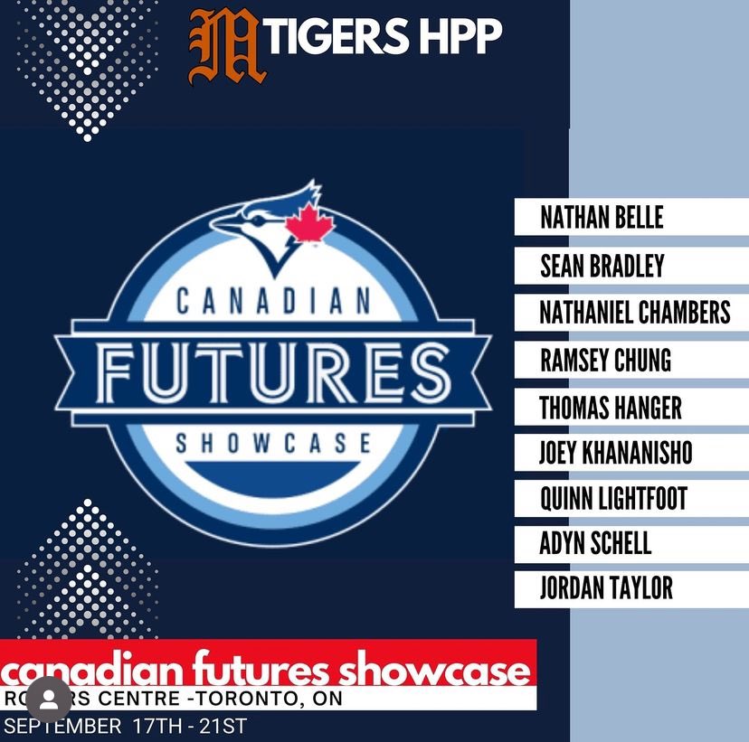 A testament of the quality player development coming out of the <a href="/HppTigers/">TigersHPP</a> program- 9 Tigers selected to participate in the Canadians Futures Showcase! Congratulations to players and coaches! <a href="/sixfourclub/">Sean Travers</a> <a href="/byrongreg/">Greg Byron</a> <a href="/n_chambers_06/">Nathaniel “Captain” Chambers</a>