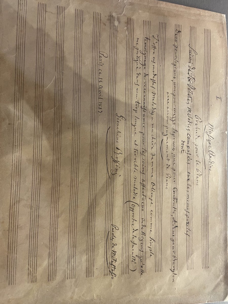 JackyTarleton's tweet image. There is a new #Rossini museum since I last visited #Pesaro👏😀. It’s wonderful! This ms of a piece Rossini called “anodyne” caught my attention.