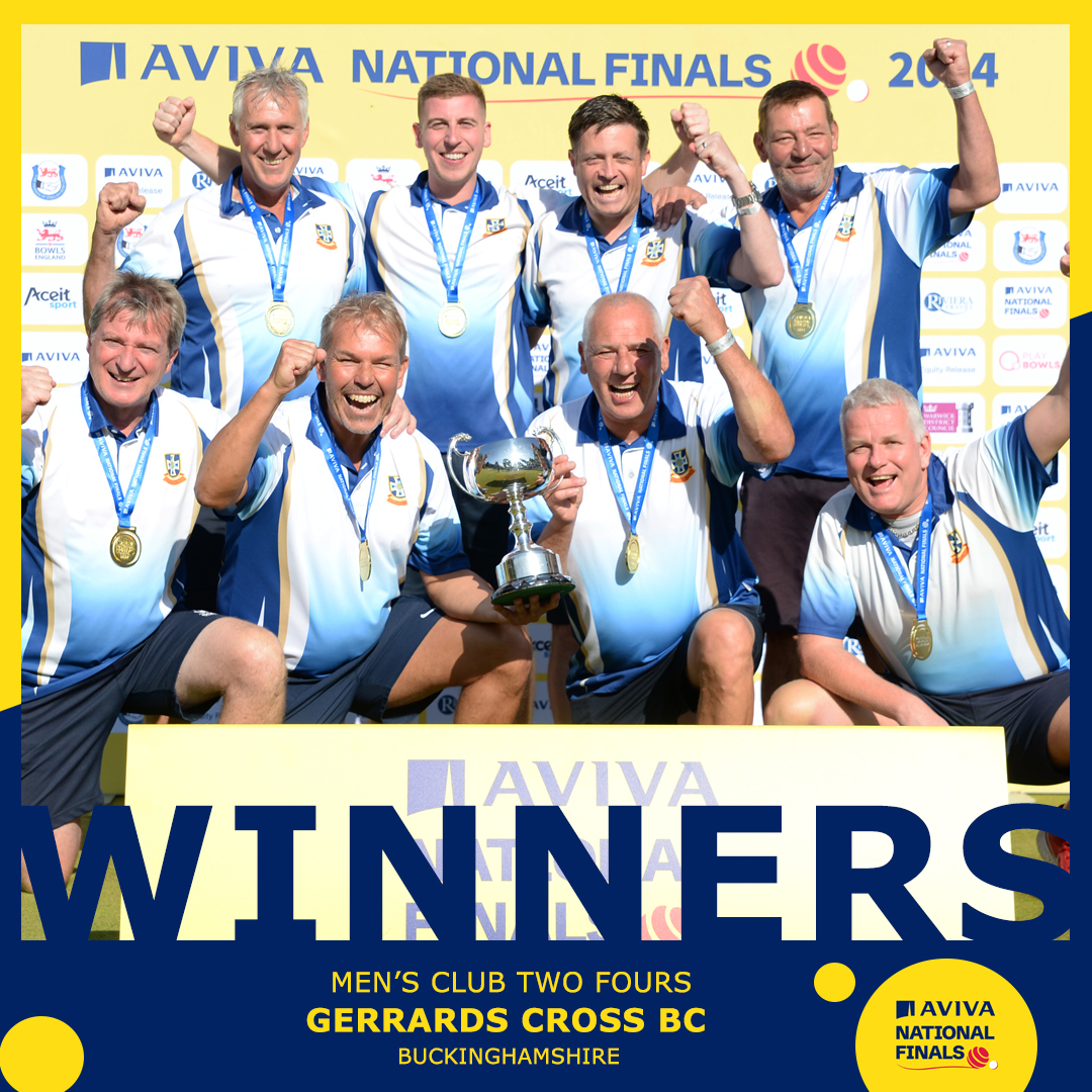 BowlsEngland's tweet photo. 🏆 YOUR MEN'S CLUB TWO FOUR CHAMPIONS 🏆

Congratulations, Gerrards Cross BC, Buckinghamshire! 🎉

#AvivaNationalFinals https://t.co/2qMvkJbEjS