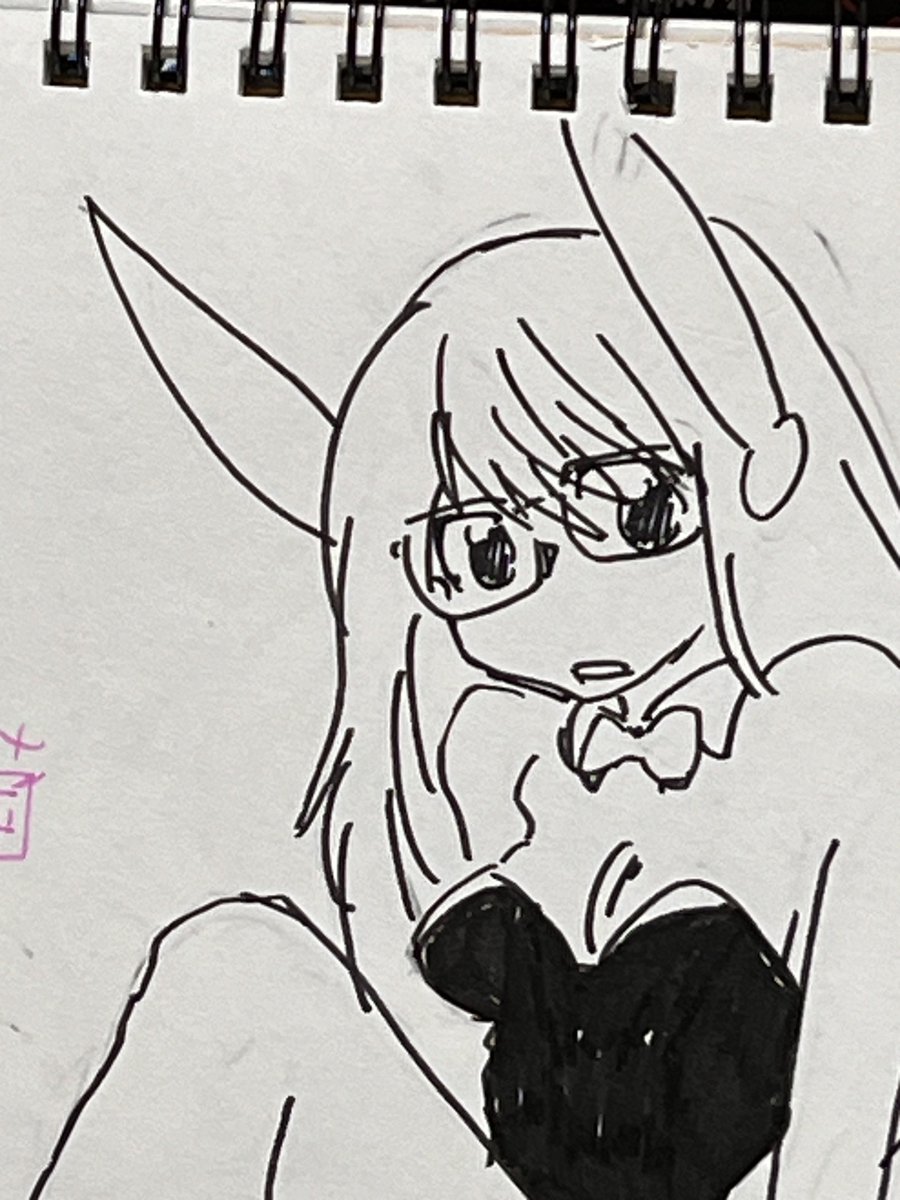 ビール飲みながら落書きその2 昨日家飲みしながら描いてアップし忘れてたバニーガール #バニーガール