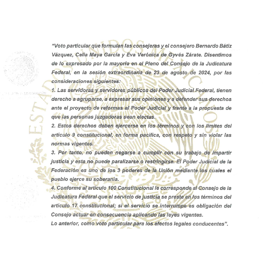 Ayer, el Consejo de la Judicatura Federal decidió seguir validando la ausencia en sus labores de trabajadores, jueces y magistrados, en detrimento del servicio público de impartición de justicia y del ejercicio del derecho humano de acceso a la justicia de la ciudadanía.

Dejo el