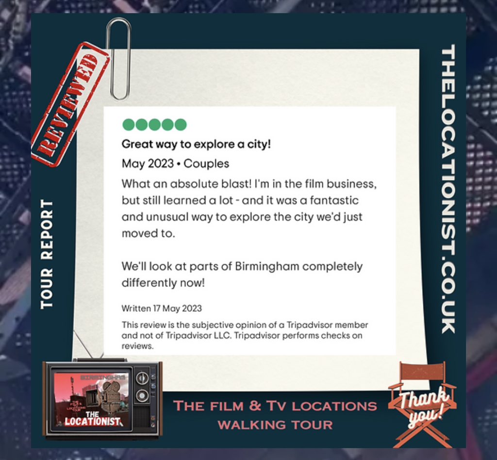 LocationistUk's tweet photo. The writer of the new film #JackpotMovie with #JohnCena now on @PrimeVideo visited my #filmandtv locations tour in #Birmingham last year.
Check out what he said ⬇️🎬🙌🏻
🎟️🎥 To book or more info ⬇️
https://t.co/a0jJPE5T5o
#screentourism #thingstodo #SetJetter #brum #film https://t.co/LUsSF8YI07