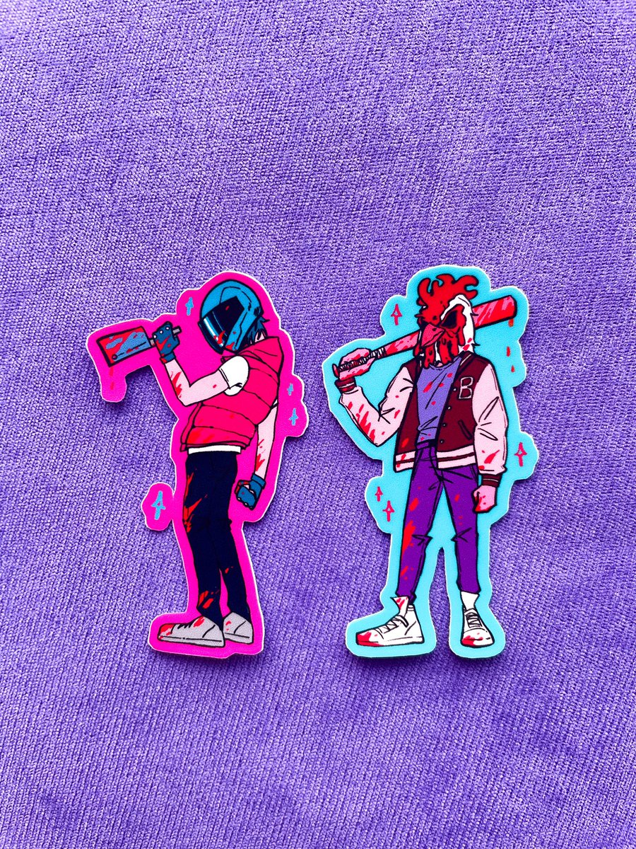 annettoee's tweet image. I am preparing for a sh0p update on Monday, so these Jacket and Biker charms and stickers will be available to purchase! 💜 (psst I also have prints with them)
#hotlinemiami
