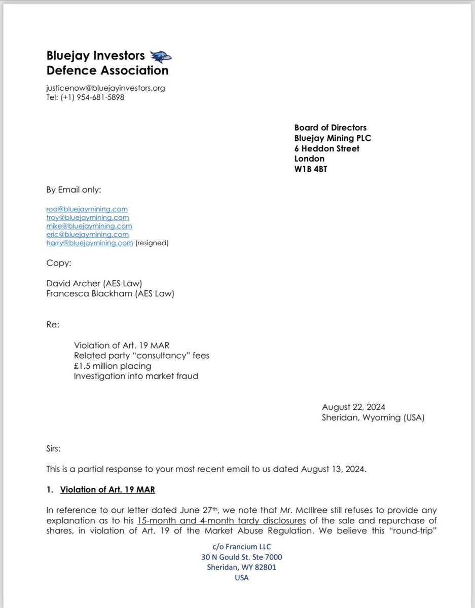 tellthenation1's tweet photo. @DDS_DocHoliday @BluejayMining @moreacquisition @AlienMetals
@RodMcIllree #JAY #UJO #TMOR
Director -
Disko Exploration
Finland Investments
Centurion Mining
Lake Chandler PLC
80 Mile Ltd
Doc was spot on this would surface π
Power to the PI π€
@TheFCA need to investigate. https://t.co/QDaJeqbDyN