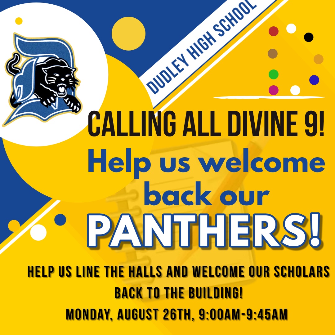 Calling all DHS alum and members of the Divine 9! Come and help us welcome our Panther Scholars on their first day back!!💙💛🐾💪🏾