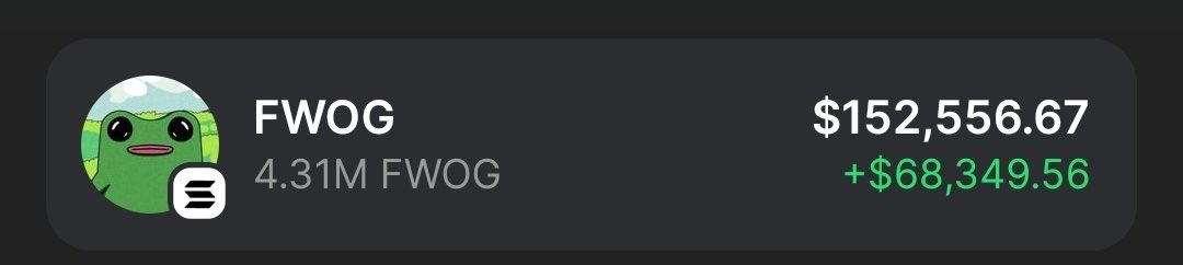 I got this $FWOG for $5000 and now its worth $150,000. Pretty insane.

Fck it, give away. 1 anon who like and retweet will get 25 $SOL (yes, for real) in 24hrs.