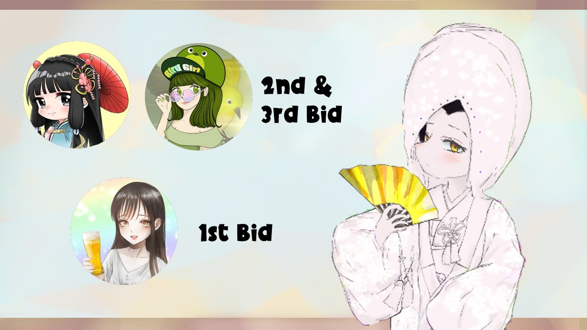 しろちゃんの目が輝きました😍👰
すごい🤍🤍🤍～
1st bidはコイフラさん(<a href="/Coin_Nft_Flash/">コイフラ🍻話す習慣に乾杯｜KanpaiGirl</a>)ありがとうございます！
2nd bidと3rd bidはアクロスさん(<a href="/tosawin/">アクロス / aqross / KimonoGirl(着物ガール)👘Founder</a>)とむったんさん(<a href="/muttan553/">むったん/ BirdGirl🕊️</a>)
ありがとうございます！
本当によろしくお願いします🙇‍♂️！！！