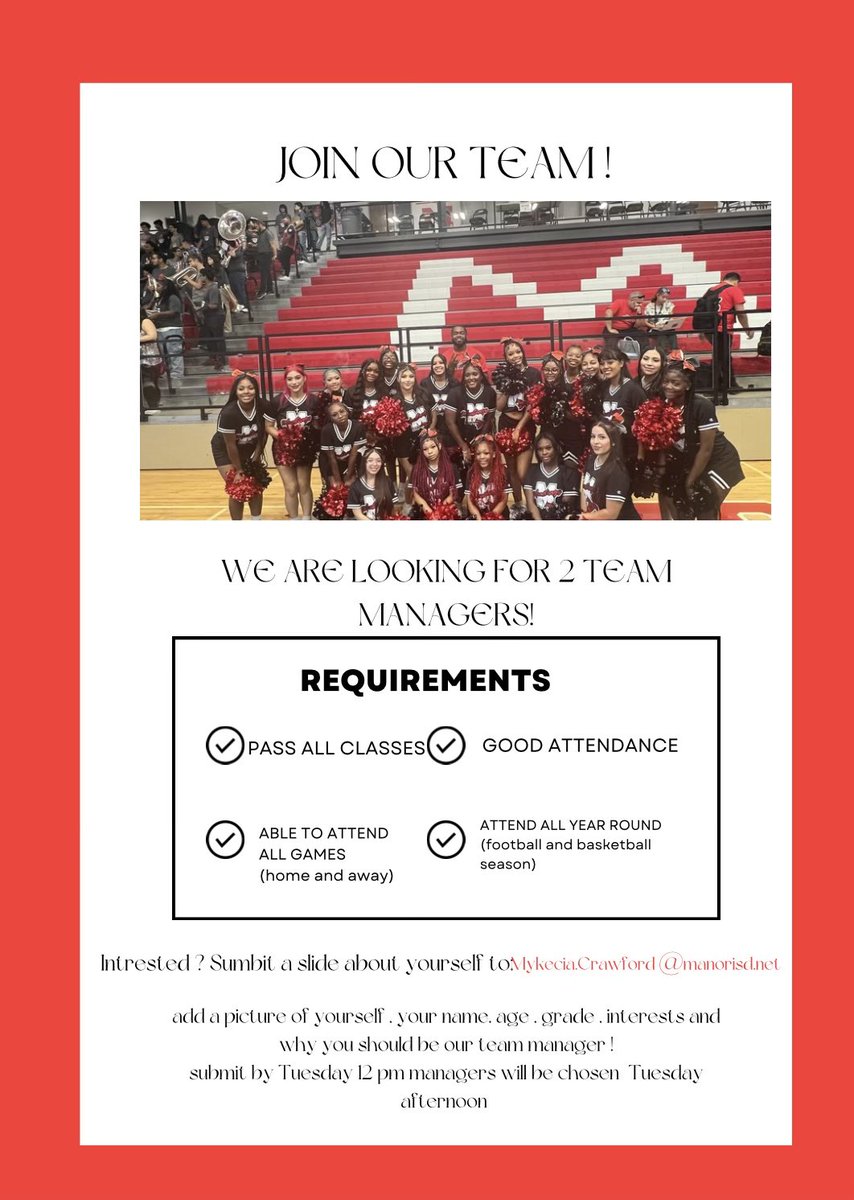 ManorCheer's tweet image. If you are interested in being one of our team managers read the information down below and submit an all about you slide 🐎!!!