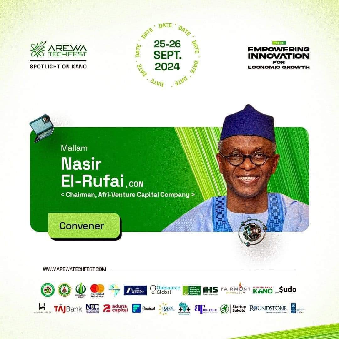 MSIngawa's tweet image. Breaking: Elrufai to launch venture capital initiative 

Afri Ventures Capital  Company, initiative of Malam Nasiru @elrufai, will be launched with the unveiling of “Arewa Tech Fest 2024” in Kano on September 25-26, 2024. 

The initiative aims to showcase the latest advancements…