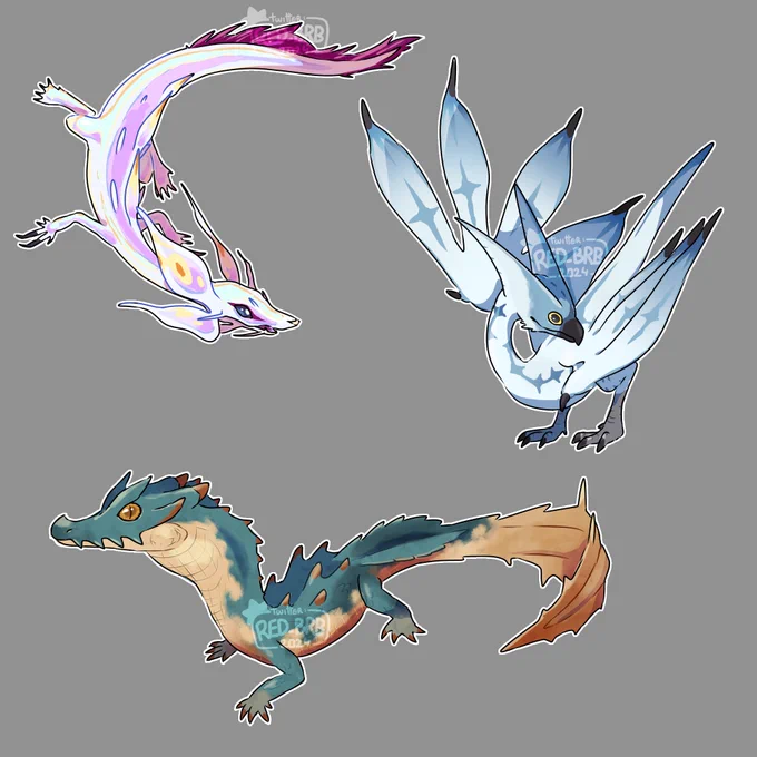 I saw the baby Seikret pass by in an extract from MHWilds and it reminded me that I've always wanted to see the MH monsters at a young age so I made some designs, I hope MHWilds will offer us this possibility #MonsterHunterWilds #MonsterHunter #MHWilds