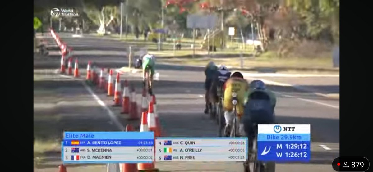 Aichlin O'Reilly currently leading the World Long Distance Championships. Big chase on the bike and straight through to the front.