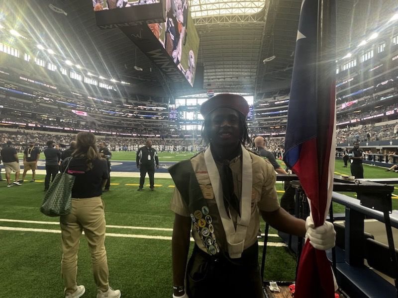 Proud of <a href="/NGHS_Raiders/">North Garland HS</a> student athlete William Meeks who was a flag bearer at today’s Cowboys game.