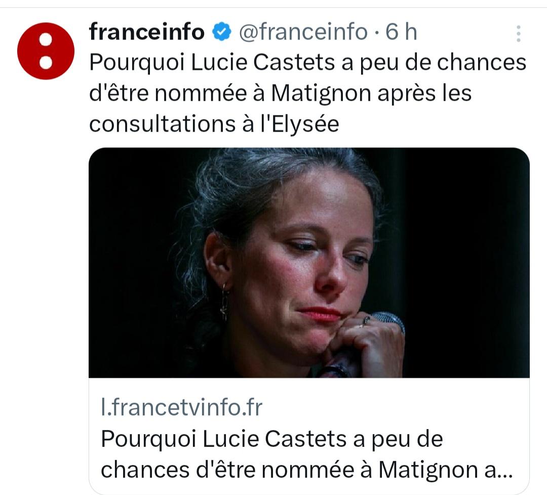GrandserreSylv1's tweet photo. "Pourquoi Lucie Castets a peu de chances d'être nommée à Matignon ?"
Bah, parce qu'elle est experte de la répression des fraudes et de la criminalité financière et qu'elle a même travaillé pour Tracfin, la cellule de renseignement financier de Bercy. J'ai bon ? Trop facile ! 🤬 https://t.co/bgJgR1tKBc