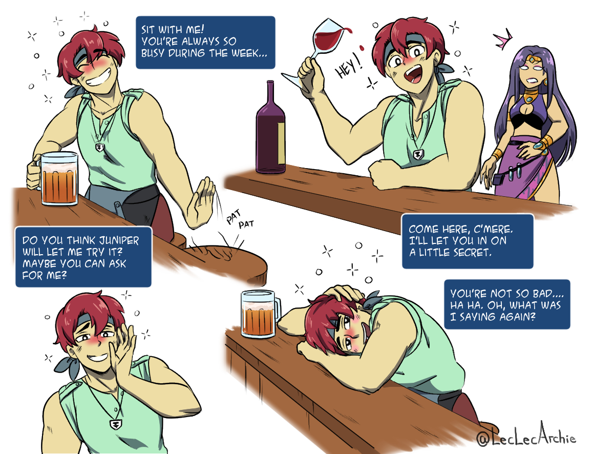 LecLecArchie's tweet photo. Drunk March Doodles Cuz sometimes a character is so cute you just gotta draw them before you even play the game they're from. #FieldsofMistria https://t.co/O7R6ADj8U2