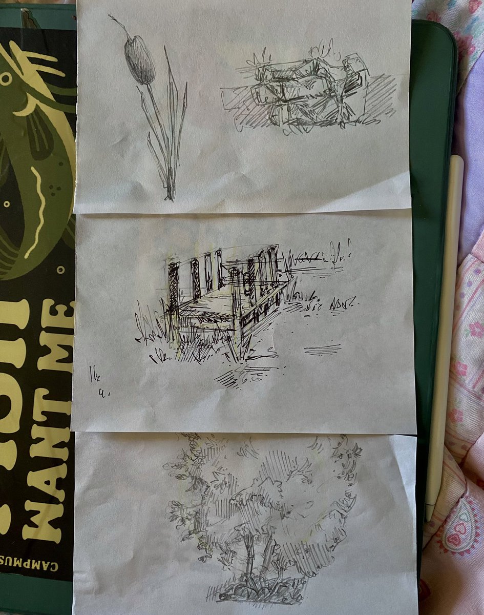 Mahggied's tweet image. some messy sketches from today (went plein air painting with my dad :)