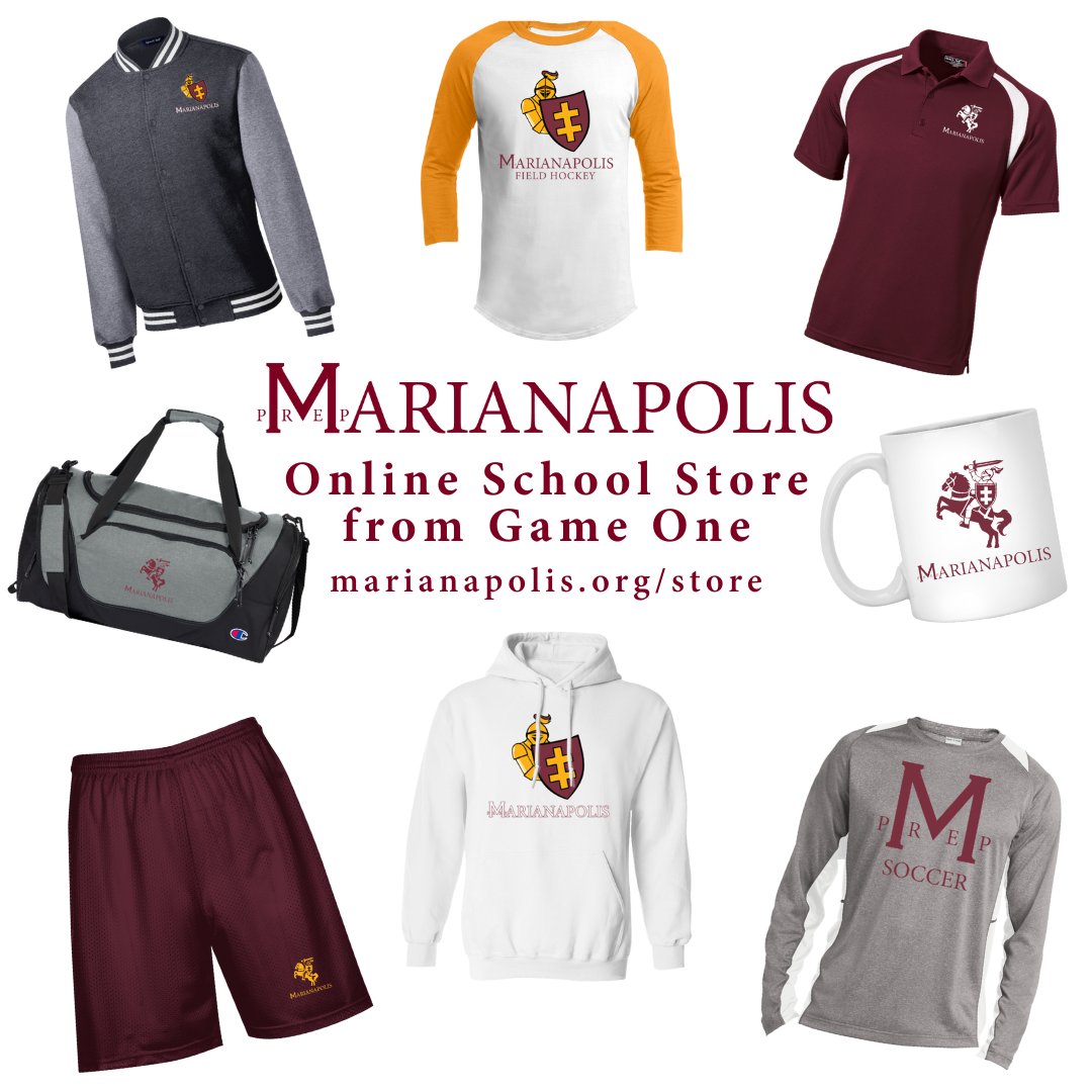Marianapolis's tweet photo. Dive into school spirit with ultimate style! Our online school store is your one-stop destination for all things MPrep! 👕 To shop, please visit https://t.co/eYos02AxEI or reference our graphic. Go Knights! ♥️ 💛 #schoolstore #marianapolis #marianapolisprep #mprep #goldenknights https://t.co/hsK9HCJks5