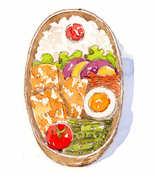 #ねことじいちゃん #お弁当 #水彩画 