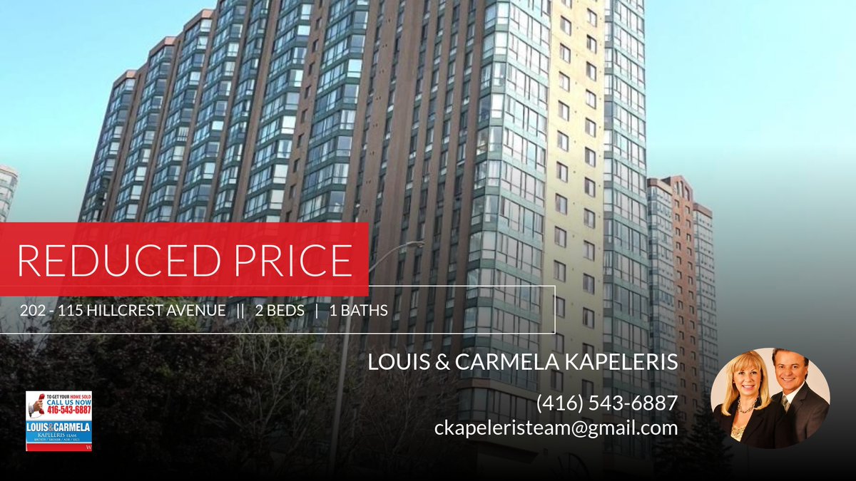 LouisAndCarmela's tweet photo. 📍 Reduced Price 📍 This recently reduced home at 202 - 115 Hillcrest Avenue in Mississauga won't last long, so, don't wait to set up a showing! Reach out here or at (416) 543-6887 for more information!

Louis &amp; Carmela Kapel... https://t.co/V1306iqQWo https://t.co/j6VRFQgXk0