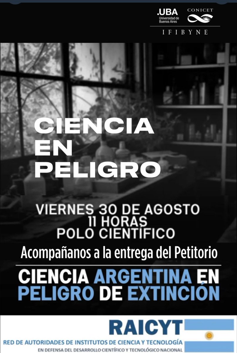 GamarnikLab's tweet photo. El próximo viernes estaremos en el polo para expresar nuestra gran preocupación sobre la desintegración del
sistema científico argentino. 
Necesitamos más ciencia para el desarrollo de nuestro país, pensemos cómo mejorarla en lugar de destruirla 
Nos vemos👇 https://t.co/cf9uLECKNO