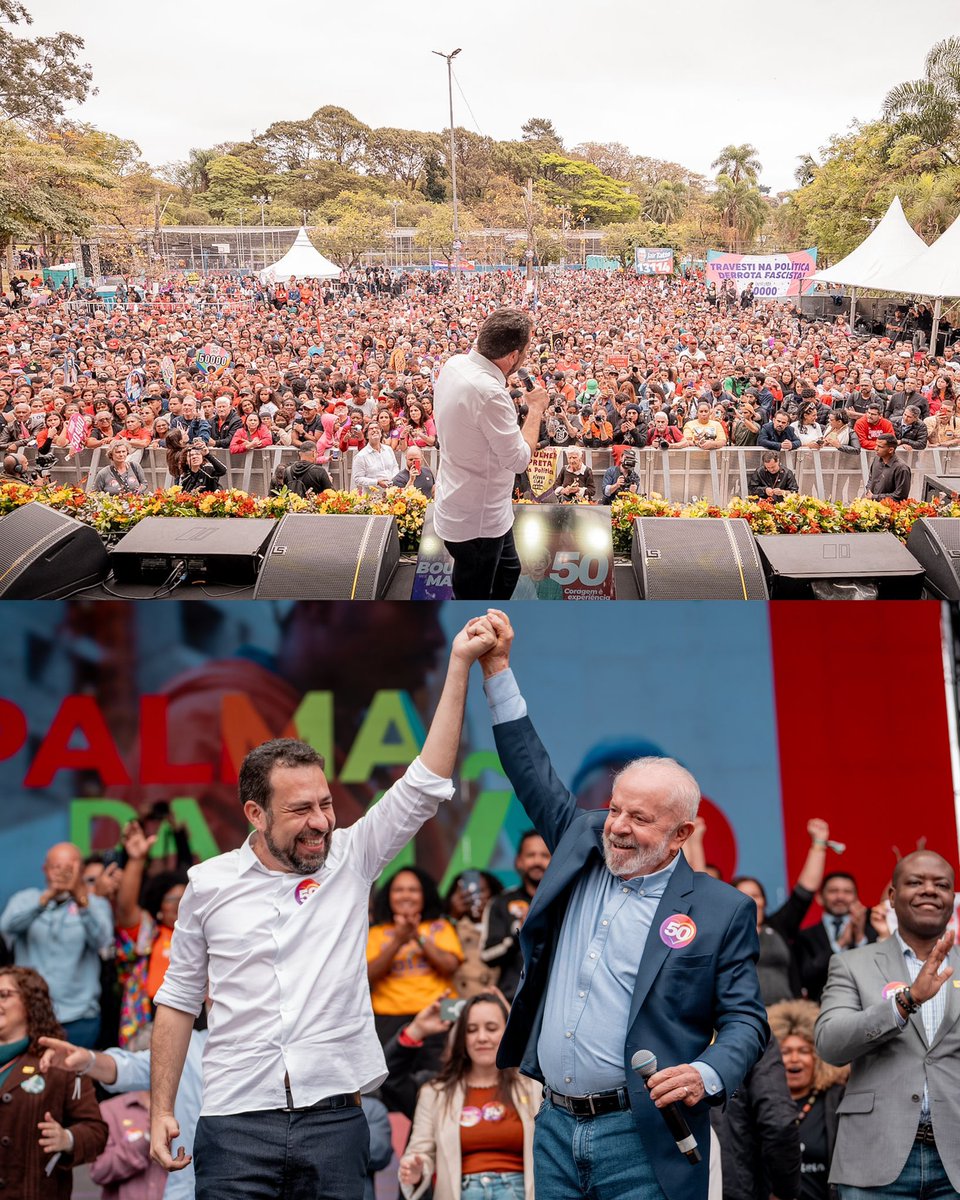 🚨COMPARTILHEM URGENTE: No Campo Limpo (SP), o Deputado Federal <a href="/GuilhermeBoulos/">Guilherme Boulos</a> e o Presidente <a href="/LulaOficial/">Lula</a> saíram às ruas e lotaram um comício com o povo de bem de São Paulo. Por isso, peço que escrevam LULA E BOULOS COM O POVO nos comentários da postagem!🇧🇷👉😱😎👍