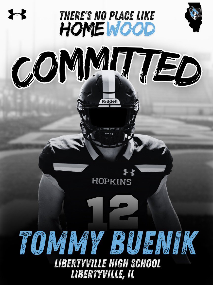 Tommy Buenik (@tbuenik12) on Twitter photo I am proud to announce that I will be furthering my academic and athletic career at <a href="/JohnsHopkins/">Johns Hopkins University</a> University! I am grateful for my family, teammates, and coaches who have helped guide me throughout my journey. Go Blue Jays! #PrideandPoise <a href="/JHU_Football/">Johns Hopkins Football</a> <a href="/LHSWildcatsFB/">Libertyville High School Football</a> I am proud to announce that I will be furthering my academic and athletic career at <a href="/JohnsHopkins/">Johns Hopkins University</a> University! I am grateful for my family, teammates, and coaches who have helped guide me throughout my journey. Go Blue Jays! #PrideandPoise <a href="/JHU_Football/">Johns Hopkins Football</a> <a href="/LHSWildcatsFB/">Libertyville High School Football</a>