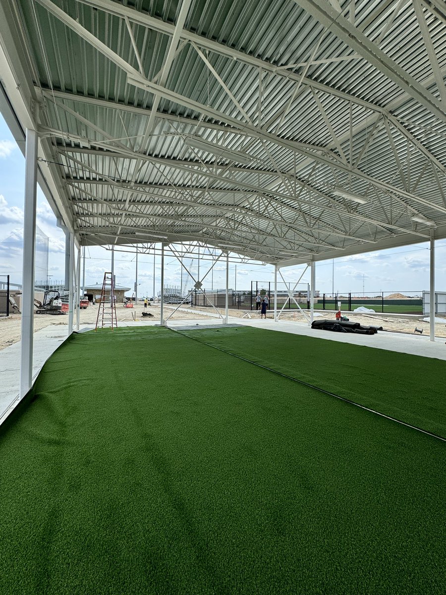 Turf and nets going in at the cage! Field should be released to us in a few weeks!
