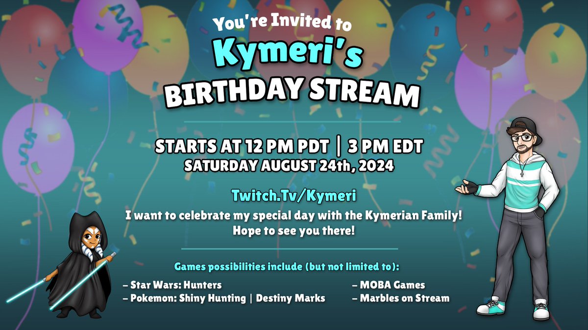 TheKymeri's tweet photo. Hey y'all, I'M LIVE!!

🥳BIRTHDAY CELEBRATION STREAM!🥳 4400 Resets for Shiny Cobalion in Pokemon Black! Today is the day! Longer stream so come say hi and wish me some luck!

Link below👇 https://t.co/Ss1aEP5Dai