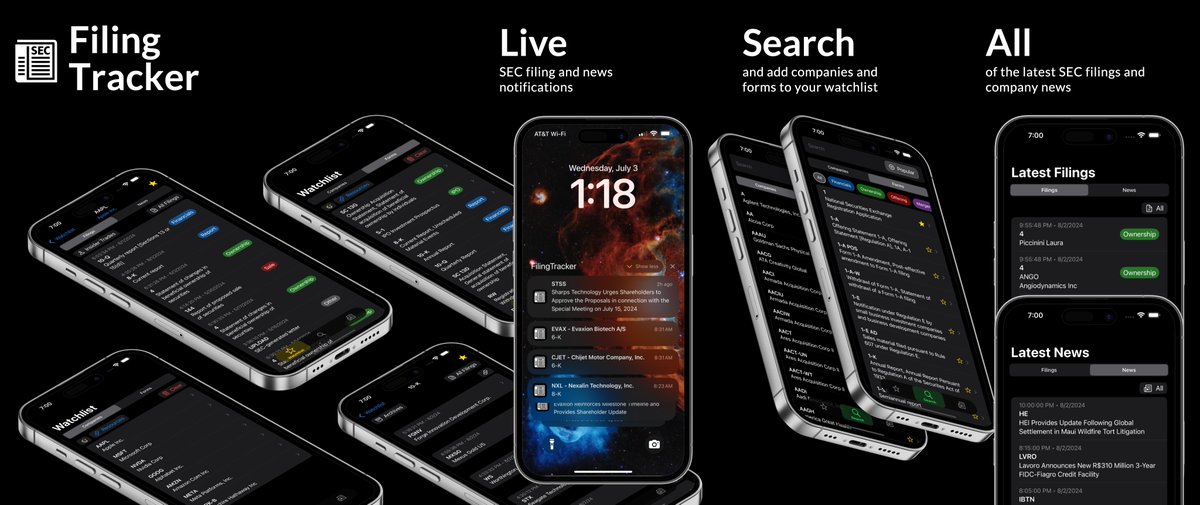 FilingsTracker's tweet image. 🚨 Stay Ahead with Filing Tracker! 📈
My posts are sourced from real-time alerts from my app. 🔔
Filing Tracker is available for FREE on the iOS App Store! 📱
🔗 Download now ↓
apps.apple.com/us/app/filing-…