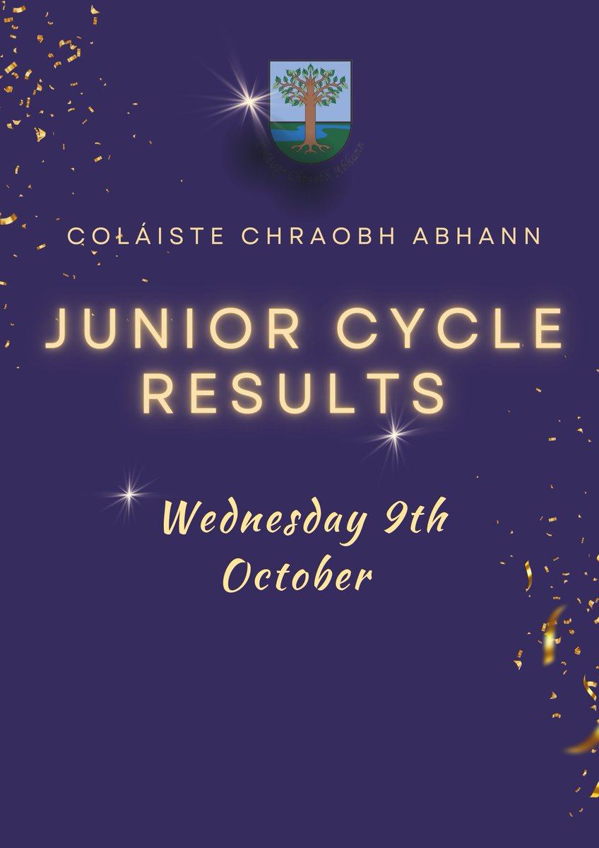 Minister for Education announced that the Junior Cycle results will be issued on Wednesday 9th October!