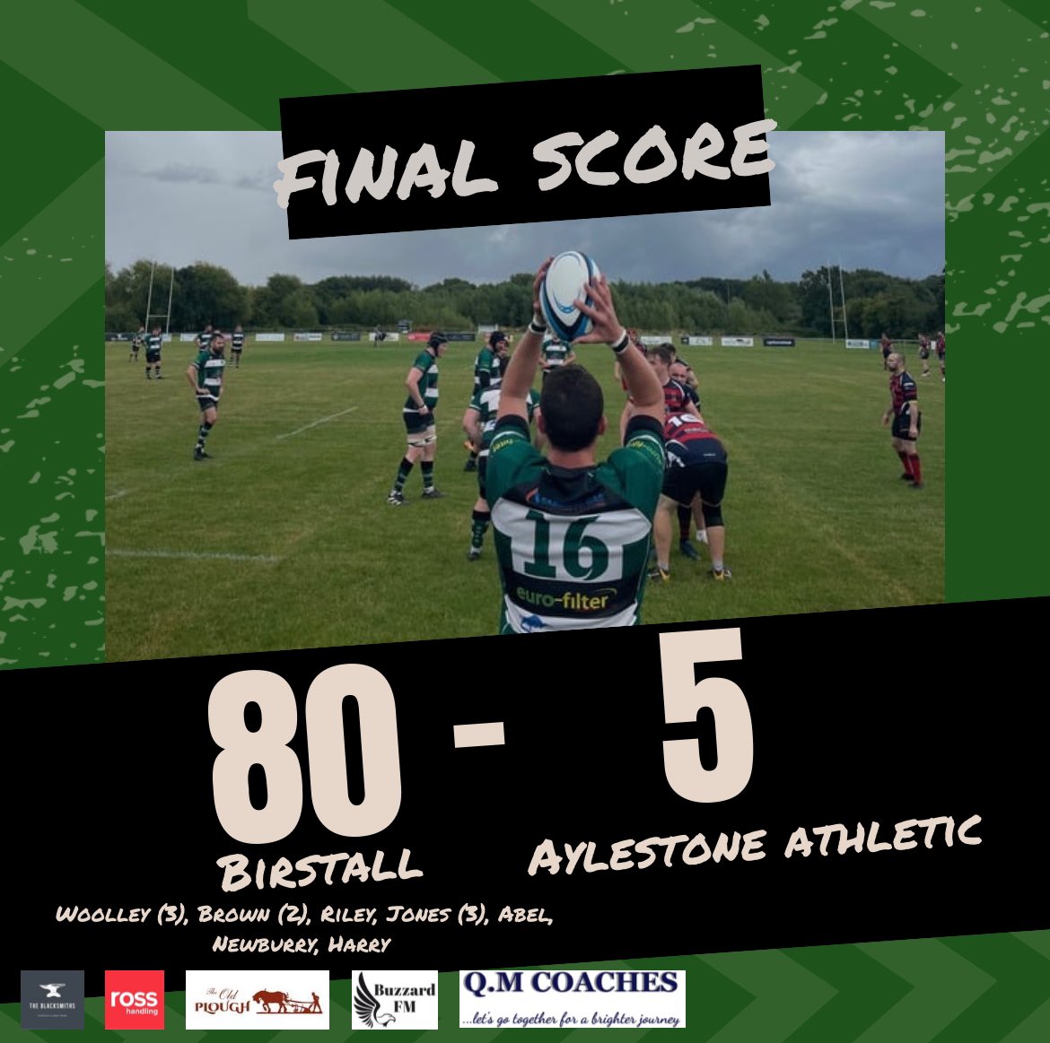 Big start for the Greendogs 💪 A huge thank you to <a href="/AARUFC/">Aylestone Athletic</a> who made us work for every point. A game played in the right spirit. 

Next week we take on Burton II back at home. Training on Tuesday and Thursday, both 7pm start.

🟢Positivity 
⚫️Togetherness 
⚪️Commitment