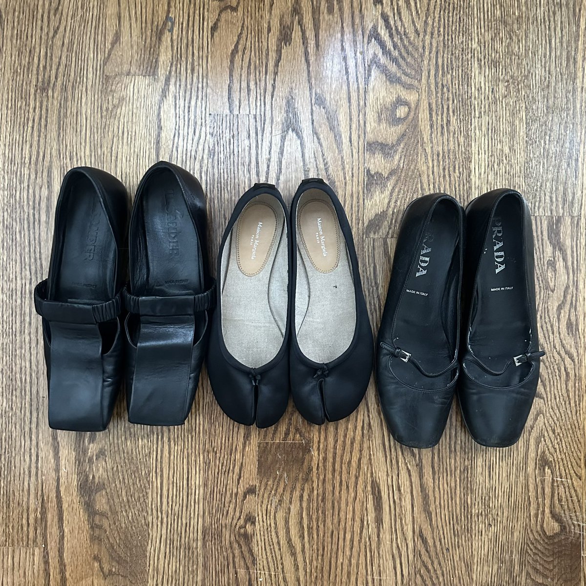 jil sander, margiela, prada, i love flats okay