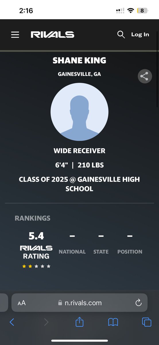 #AGTG Blessed to be ranked a 3⭐️ on <a href="/Rivals/">Rivals</a> and <a href="/247Sports/">247Sports</a> 
<a href="/RecruitTheG/">Gainesville FB Recruiting</a> <a href="/RedElephant_FB/">Gainesville HS Football</a> <a href="/CoachD_GVL/">Deon Williams</a>  <a href="/JoshNiblett/">Josh Niblett</a>