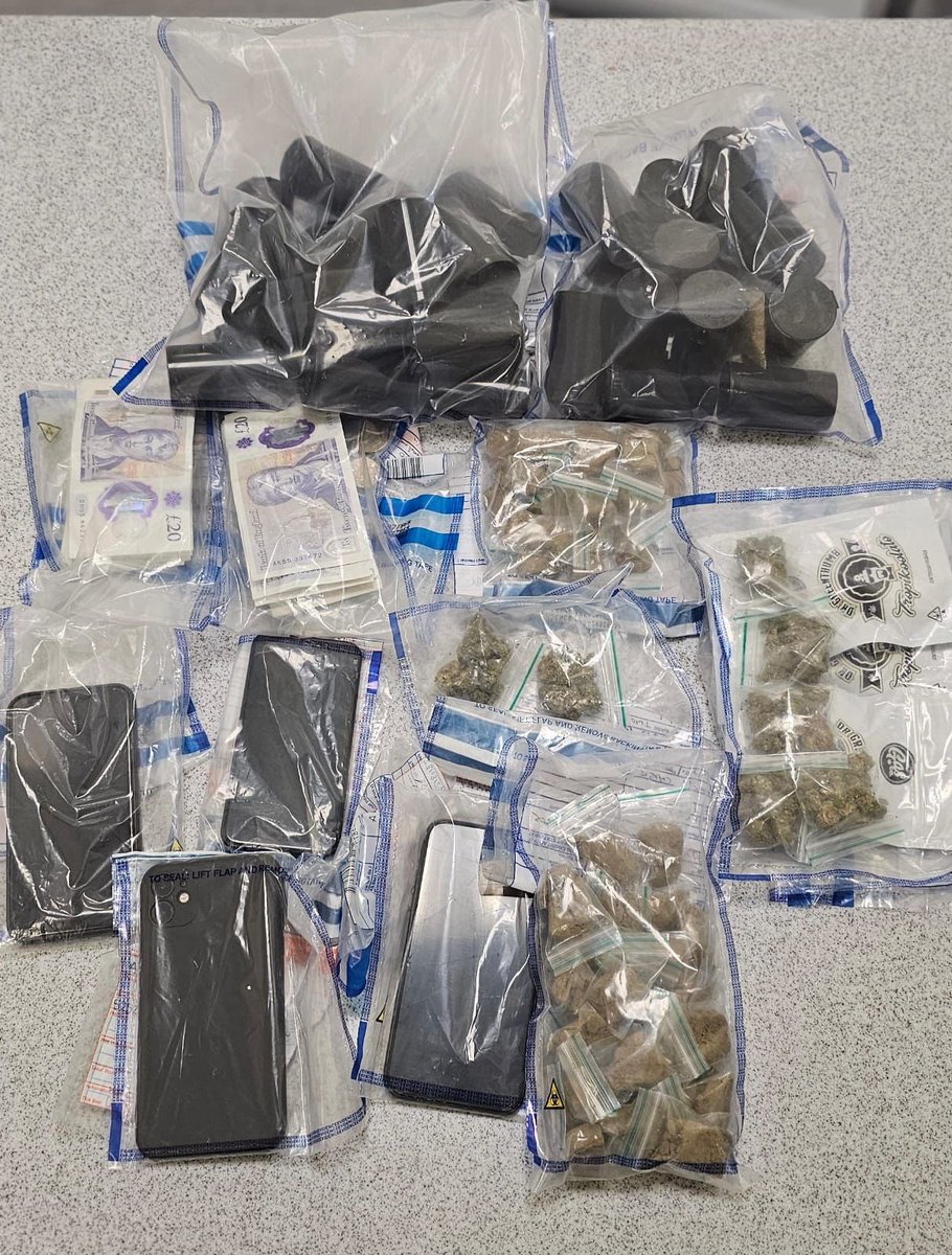 Last night officers from Perivale Vehicle Enforcement Team witnessed a hand exchange through a car window in <a href="/MPSEnfield/">Enfield MPS</a>. On searching the vehicle, 83 bags of cannabis were found along with £2,000 in cash and 4 mobile phones. Suspect arrested and vehicle seized for no insurance.