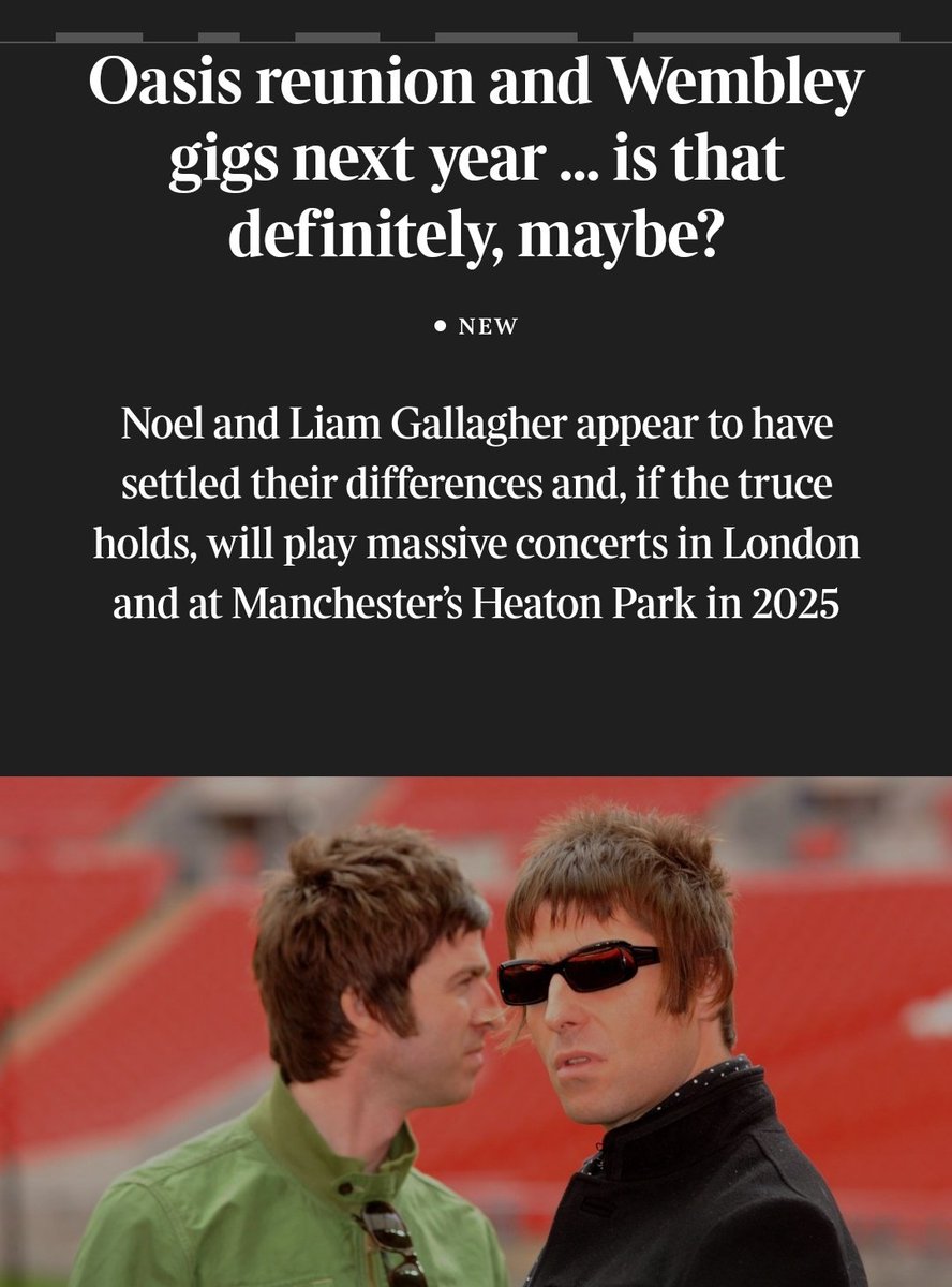 DIOSSSSSS 😲 ¿OASIS 2025? 

Ojo, que esta vez lo cuenta The Times, no cualquiera.

thetimes.com/culture/music/…