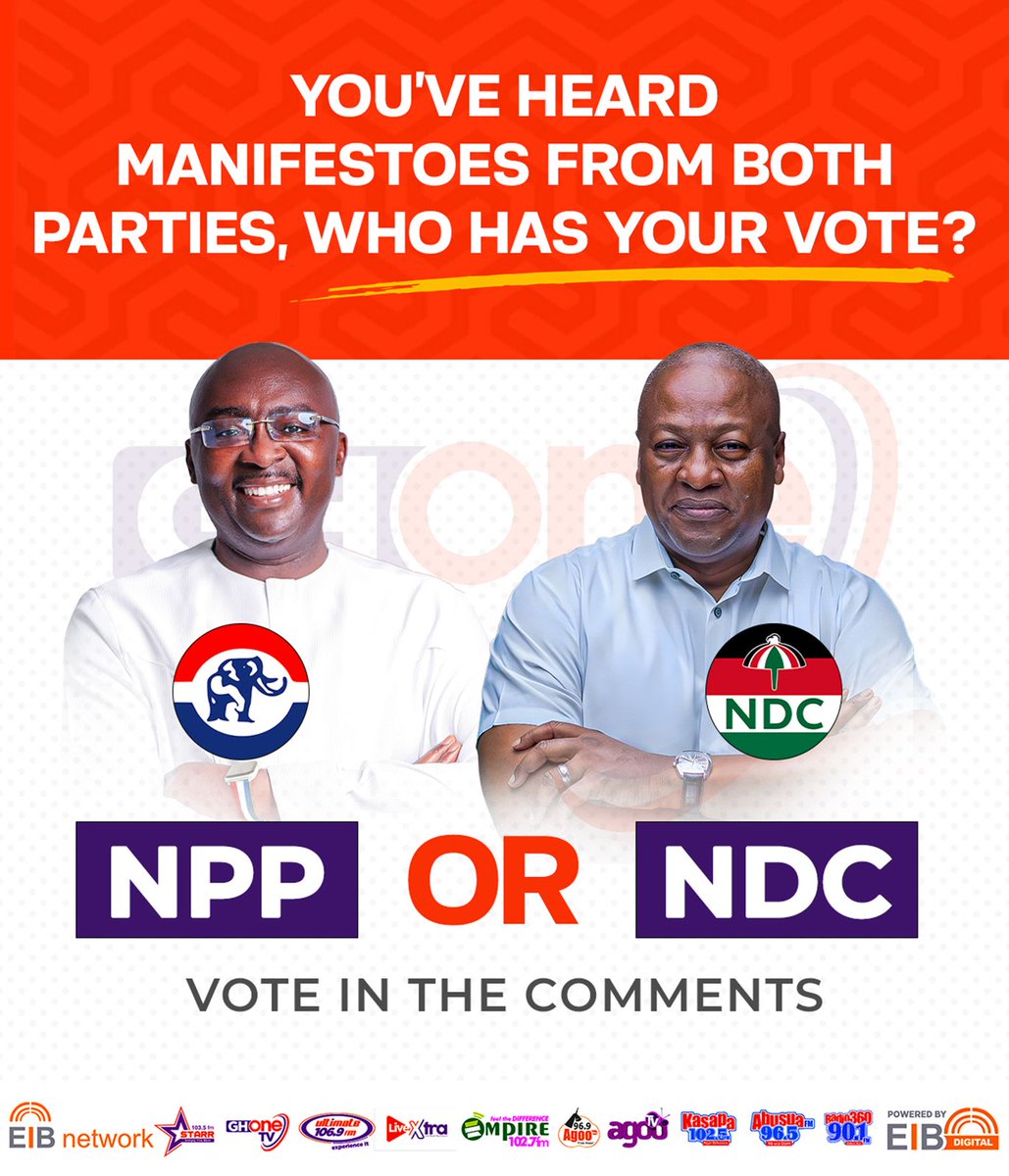 Who has your vote?

#ElectionHub #GHOneTV #StarrFM #NDC #GHOneNews
#NDC #NPP2024 #NDC2024 #NPP #NDCManifestoLaunch
