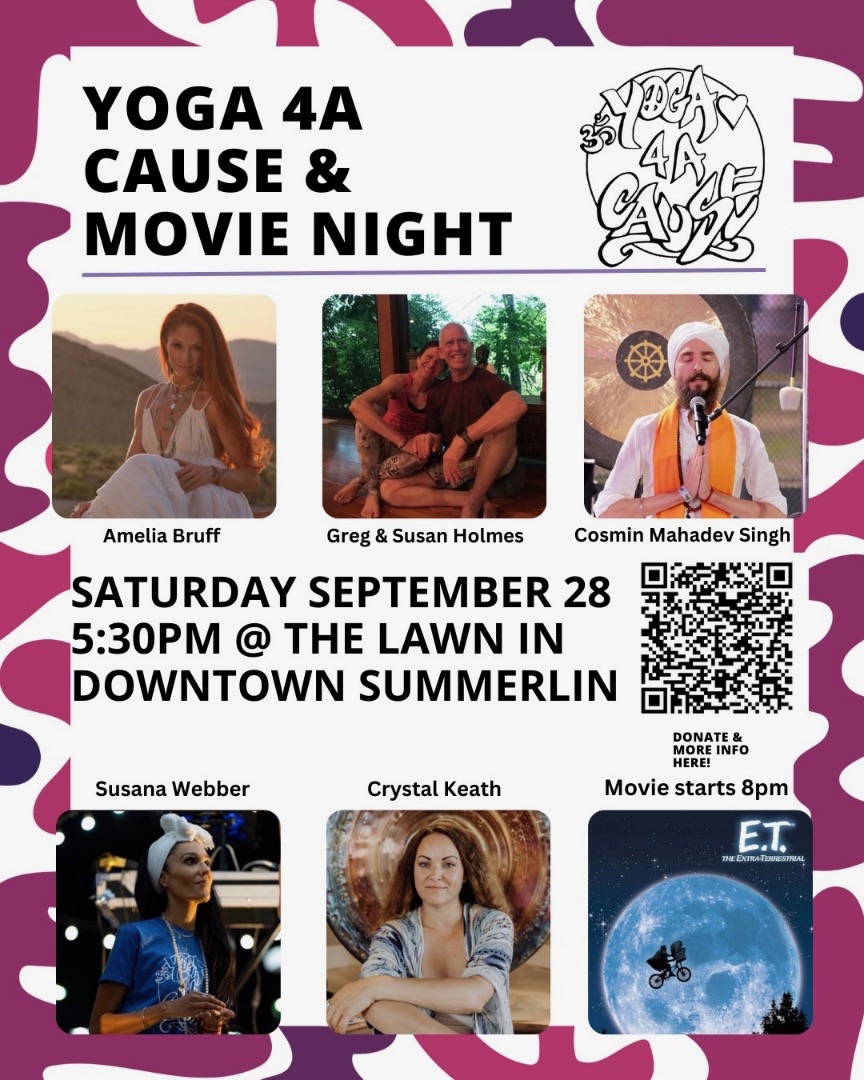 We are very happy to once again be part of the YOGA 4 A CAUSE event! Join us for Kundalini Yoga, Meditation, Gong Bath, and a special screening of E.T.  after the class — let’s come together for a powerful cause. 🙏❤️

#lasvegasyoga #kundalini #meditation #gong