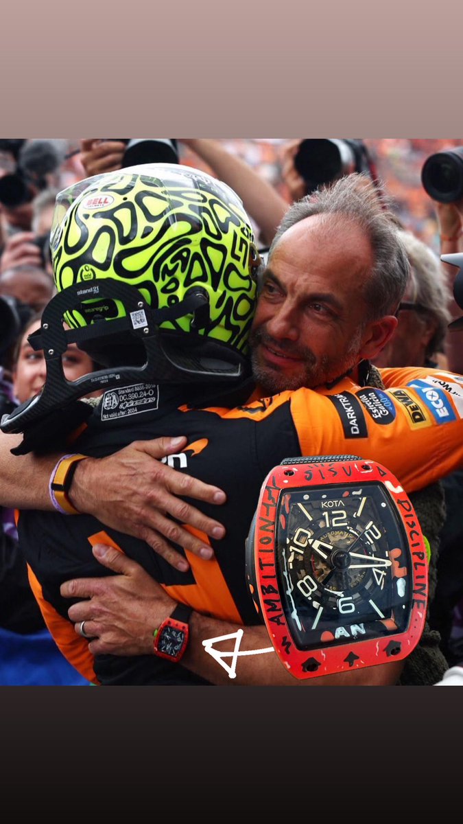 Father of F1 driver <a href="/LandoNorris/">Lando Norris</a> , Adam Norris, wearing the 1/30 Kota x Nubeo watch after his P1 Pole. Happy see these watches getting to be in special moments around the world.