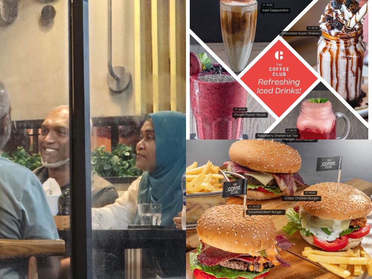 HKurusee's tweet photo. Dr @MMuizzu’s #SaturdayPlan in a single photo. I’ve never seen another Maldivian president who went out to multinational restaurants like Coffee Club to enjoy expensive meals like this with rich friends & post pictures through office staff in a crisis.
People are begging for money. Youth are sleeping on the streets. Parents are begging for healthcare for their children. Students are begging for their student loan disbursement. Small businesses are begging for their SDFC loan disbursement.