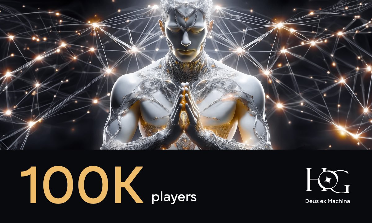 heartofgoldnft's tweet photo. 🎉 INCREDIBLE! We’ve reached 100,000 players in Deus ex Machina 🎮✨

A massive thank you to everyone for your amazing support and love. This journey has been extraordinary, and it’s just the beginning! 🌟

Get ready for more thrilling adventures and exciting updates. Let’s keep the momentum going! 🚀

#HeartOfGold #DeusExMachina #100KPlayers #Milestone #ThankYou