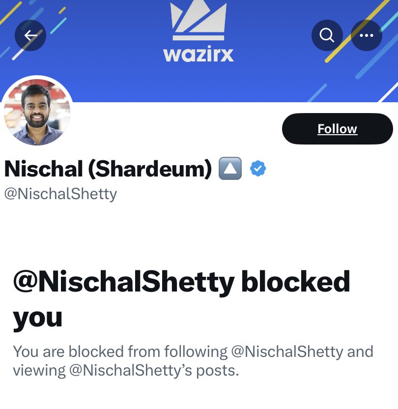 "Standing up against injustice is never wrong. Nischal Shetty, blocking us won't stop us from seeking answers. You can't ignore the #WazirX victims accountability is a must!"