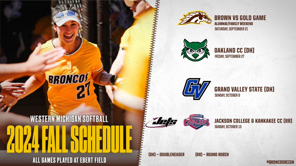 Our 2024 Fall Schedule is here! 🤩

We can't wait to see you back at Ebert Field in a few weeks!

#BroncosReign