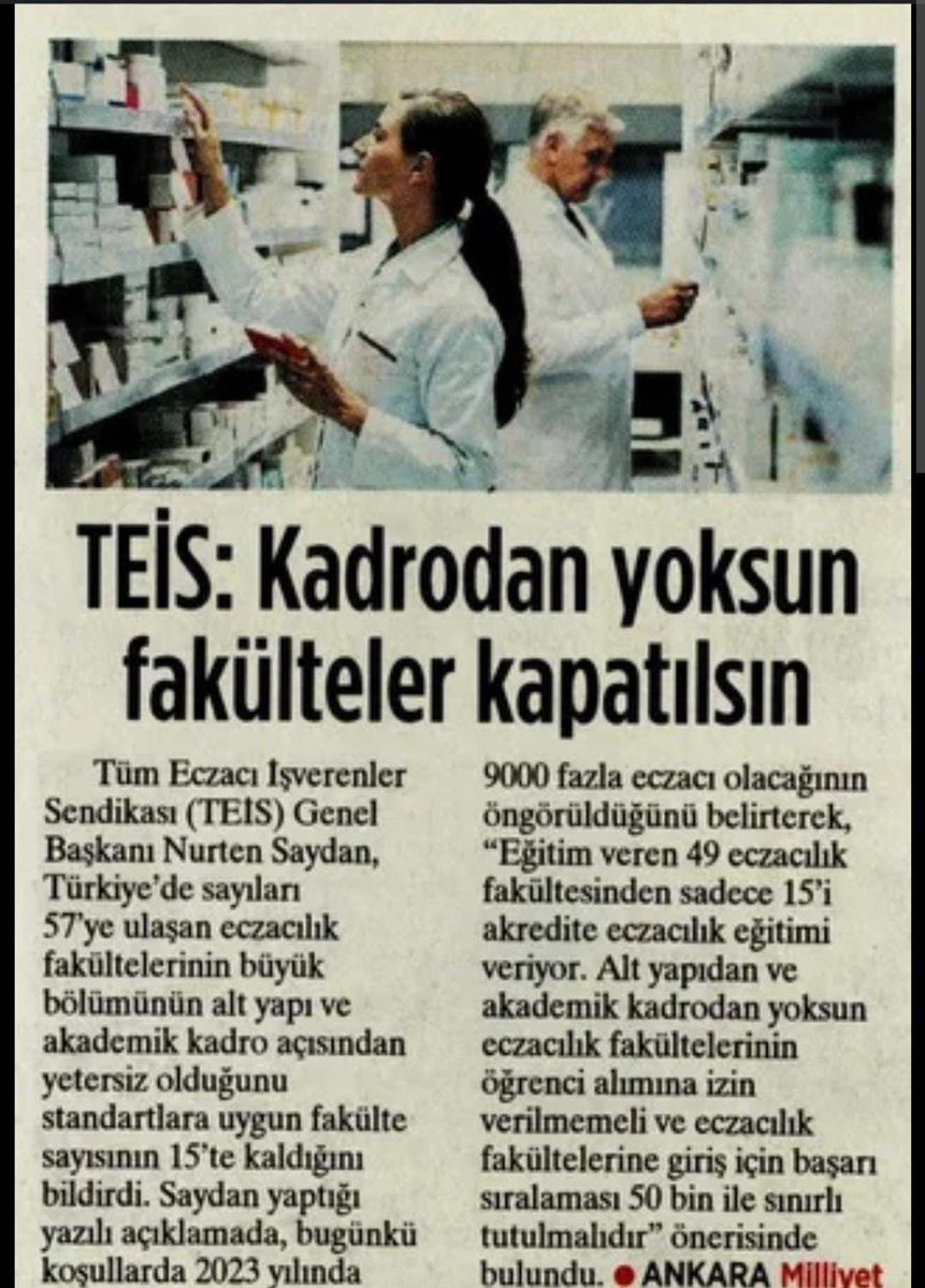 Her geçen gün açılan fakülteler yeter de artar . Mevcut eczacılara istihdam sağlayın #5000eczacikamuya