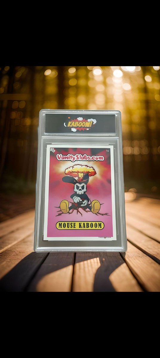 vanity_slabs's tweet image. Add a blast of excitement to your collection with the Mouse Kaboom Limited Edition Collector’s Sticker Card! Encased in a sleek vanity slab holder, this unique piece is a must-have for any collector. Limited in availability and packed with character. #MouseKaboom #CollectorCards