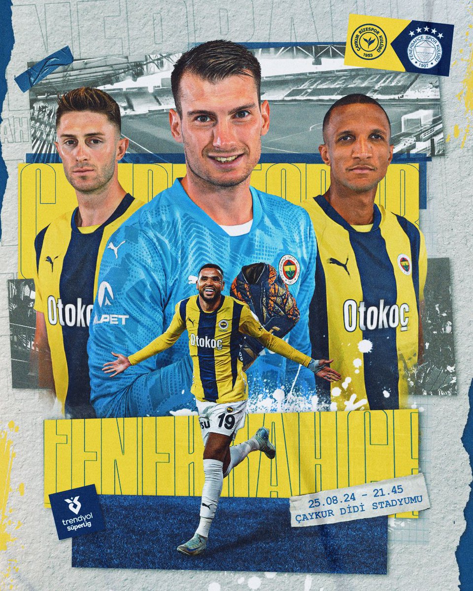 🏆 Trendyol Süper Lig 3. Hafta 

🆚 Ç. Rizespor   
🗓 25 Ağustos Pazar  
🕤 20.45 
🏟️ Çaykur Didi Stadyumu 
📲 #RİZvFB