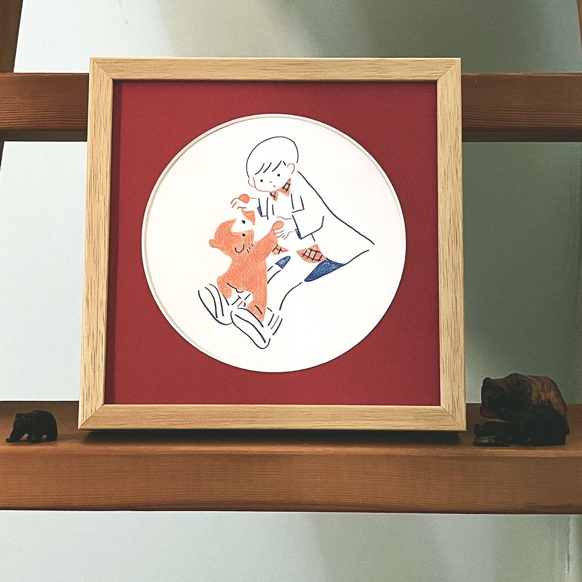 「朝です!今日も元気です  出展作品  『踊るくまと』 額装:200mm×200m」|ryukuのイラスト