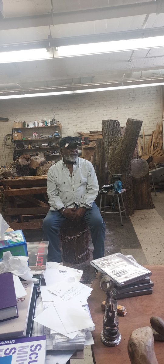 KMSlencak's tweet photo. Some days are magical. Spent this morning w 98 yo wood sculptor Thad Mosely. #PittsburghArtist. Amazing man. Thank you @j.brian_lang , @cccpgh https://t.co/CNbYcRHi6y