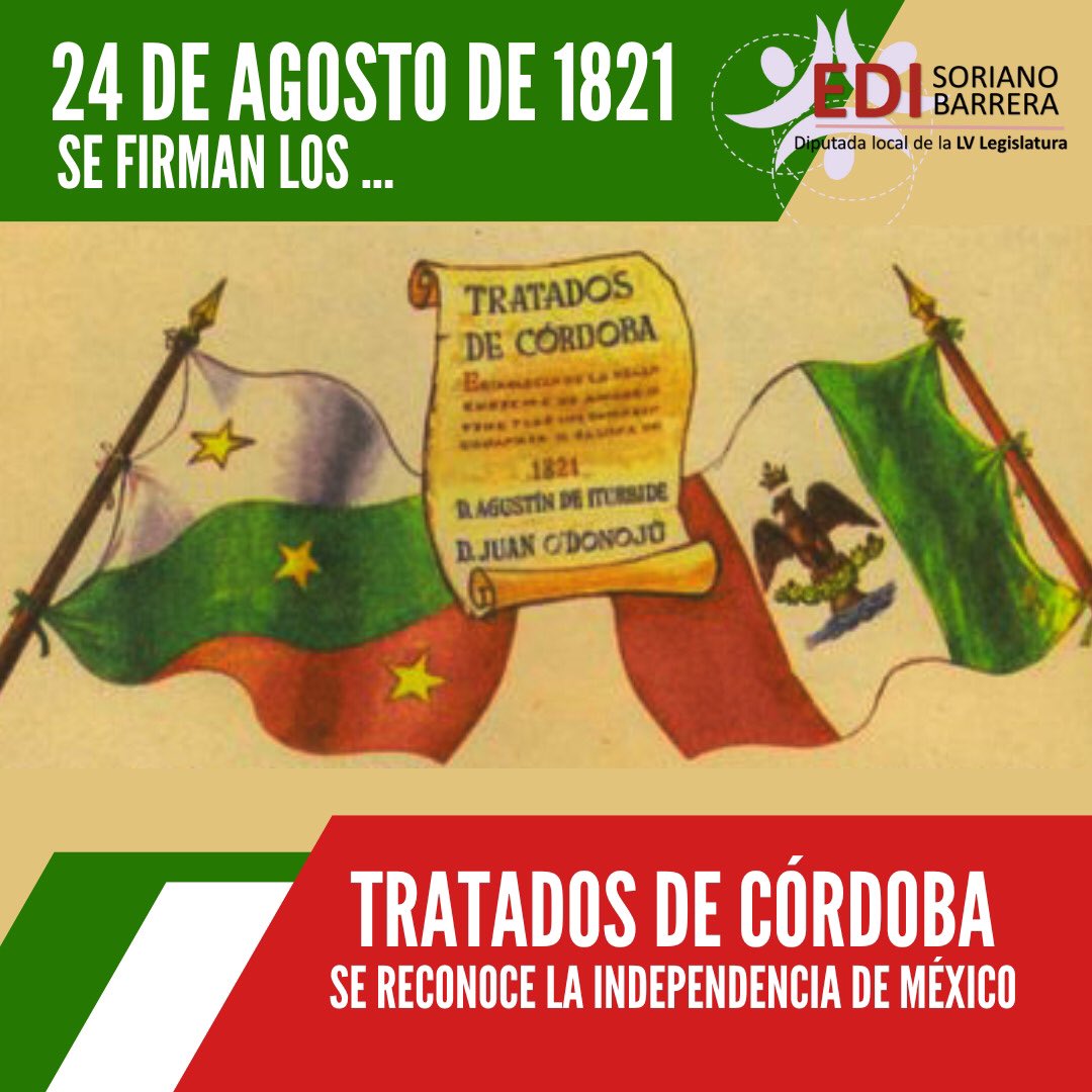 24 de agosto de 1821 se firmaron los Tratados de Córdoba, gracias a los cuales se ratificó el Plan de Iguala con lo que se consumó la Independencia de México.
Los tratados de Córdoba definieron el contenido político y el mecanismo a través del cual se consumaría la Independencia.